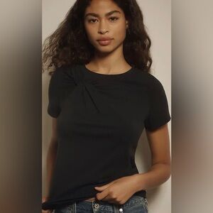 Maeve Anthropologie Black Twist Knot Top Short Sleeve XL